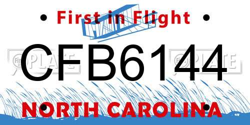 CFB6144 North Carolina License Plate