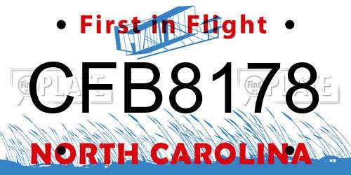 CFB8178 North Carolina License Plate