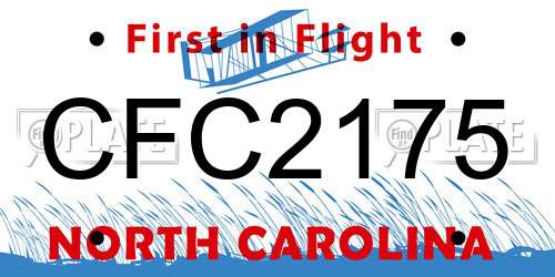 CFC2175 North Carolina License Plate