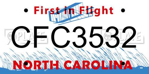 CFC3532 North Carolina License Plate