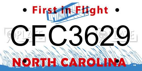CFC3629 North Carolina License Plate