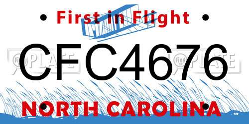 CFC4676 North Carolina License Plate