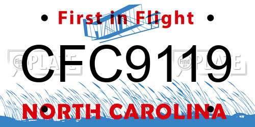 CFC9119 North Carolina License Plate