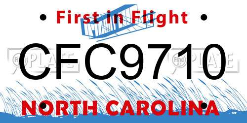 CFC9710 North Carolina License Plate