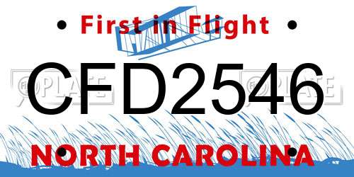 CFD2546 North Carolina License Plate