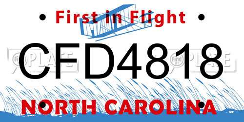 CFD4818 North Carolina License Plate