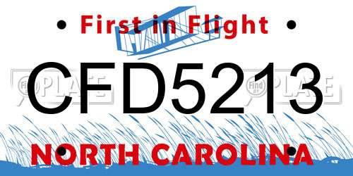 CFD5213 North Carolina License Plate