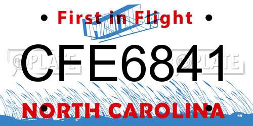 CFE6841 North Carolina License Plate