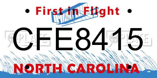 CFE8415 North Carolina License Plate