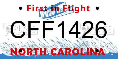 CFF1426 North Carolina License Plate