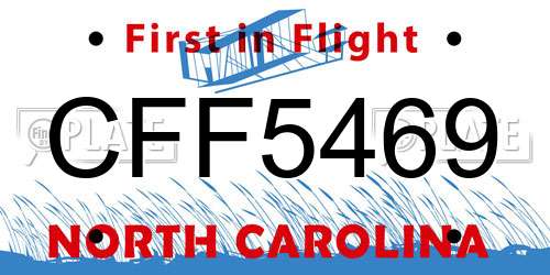 CFF5469 North Carolina License Plate