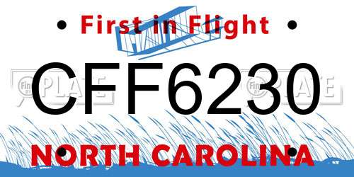 CFF6230 North Carolina License Plate