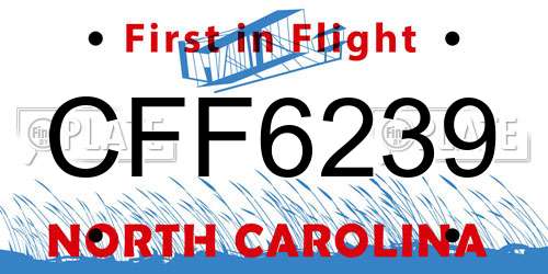 CFF6239 North Carolina License Plate