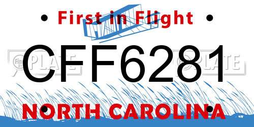 CFF6281 North Carolina License Plate