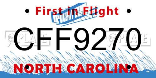 CFF9270 North Carolina License Plate