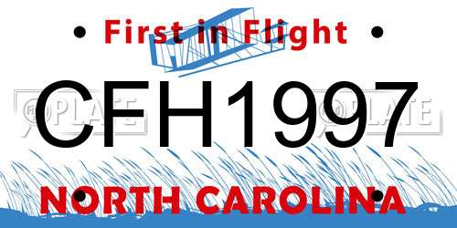 CFH1997 North Carolina License Plate