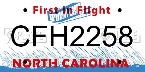 CFH2258 North Carolina License Plate