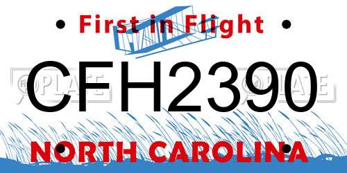 CFH2390 North Carolina License Plate