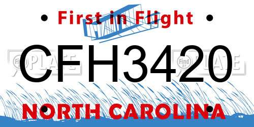 CFH3420 North Carolina License Plate