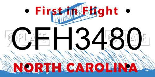 CFH3480 North Carolina License Plate