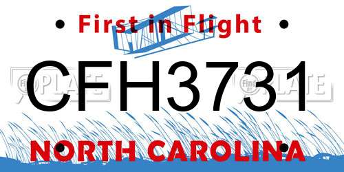 CFH3731 North Carolina License Plate