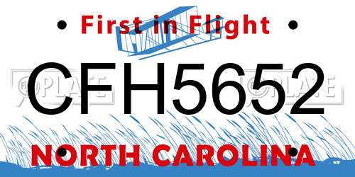 CFH5652 North Carolina License Plate