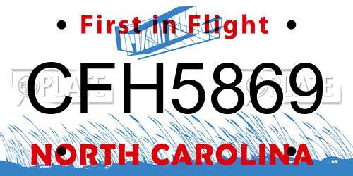 CFH5869 North Carolina License Plate