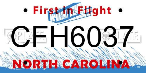 CFH6037 North Carolina License Plate