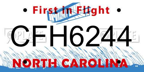 CFH6244 North Carolina License Plate