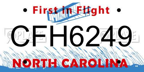 CFH6249 North Carolina License Plate