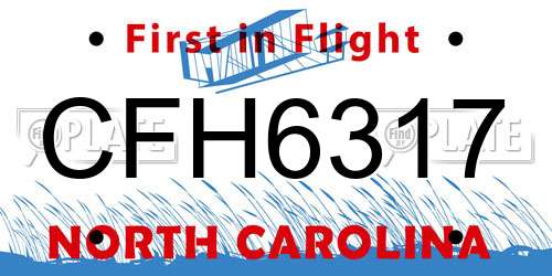 CFH6317 North Carolina License Plate