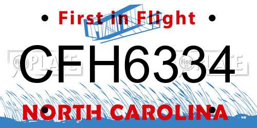CFH6334 North Carolina License Plate