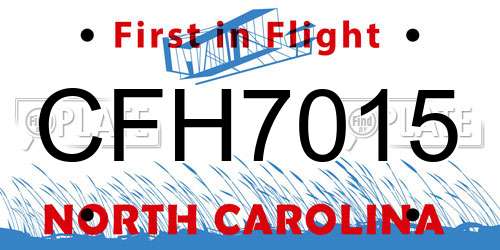 CFH7015 North Carolina License Plate