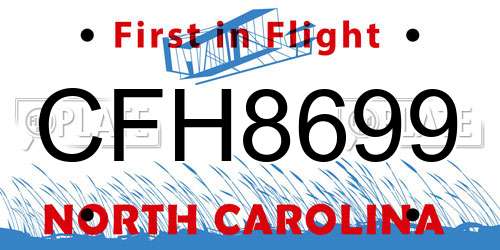 CFH8699 North Carolina License Plate