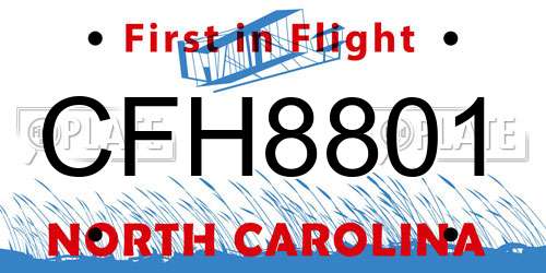 CFH8801 North Carolina License Plate