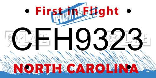 CFH9323 North Carolina License Plate