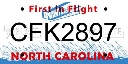 CFK2897 North Carolina License Plate