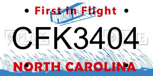 CFK3404 North Carolina License Plate
