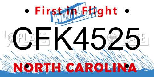 CFK4525 North Carolina License Plate