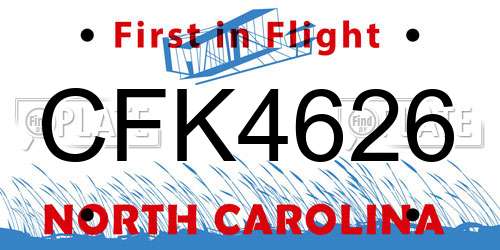 CFK4626 North Carolina License Plate