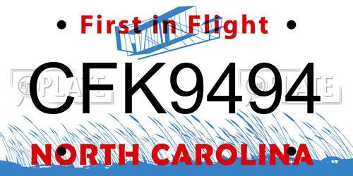 CFK9494 North Carolina License Plate