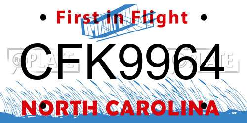 CFK9964 North Carolina License Plate