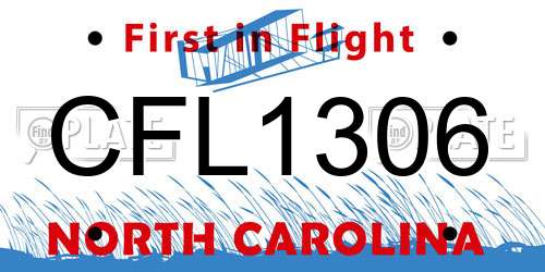 CFL1306 North Carolina License Plate