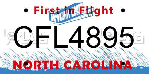 CFL4895 North Carolina License Plate