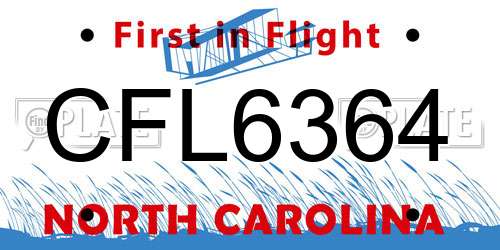 CFL6364 North Carolina License Plate
