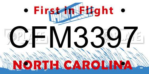 CFM3397 North Carolina License Plate