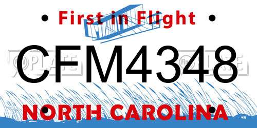 CFM4348 North Carolina License Plate