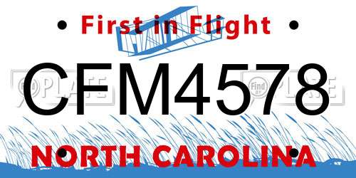 CFM4578 North Carolina License Plate
