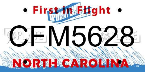 CFM5628 North Carolina License Plate