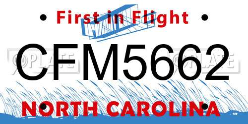 CFM5662 North Carolina License Plate